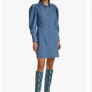 Frame Eugenia puff sleeve denim dress medium